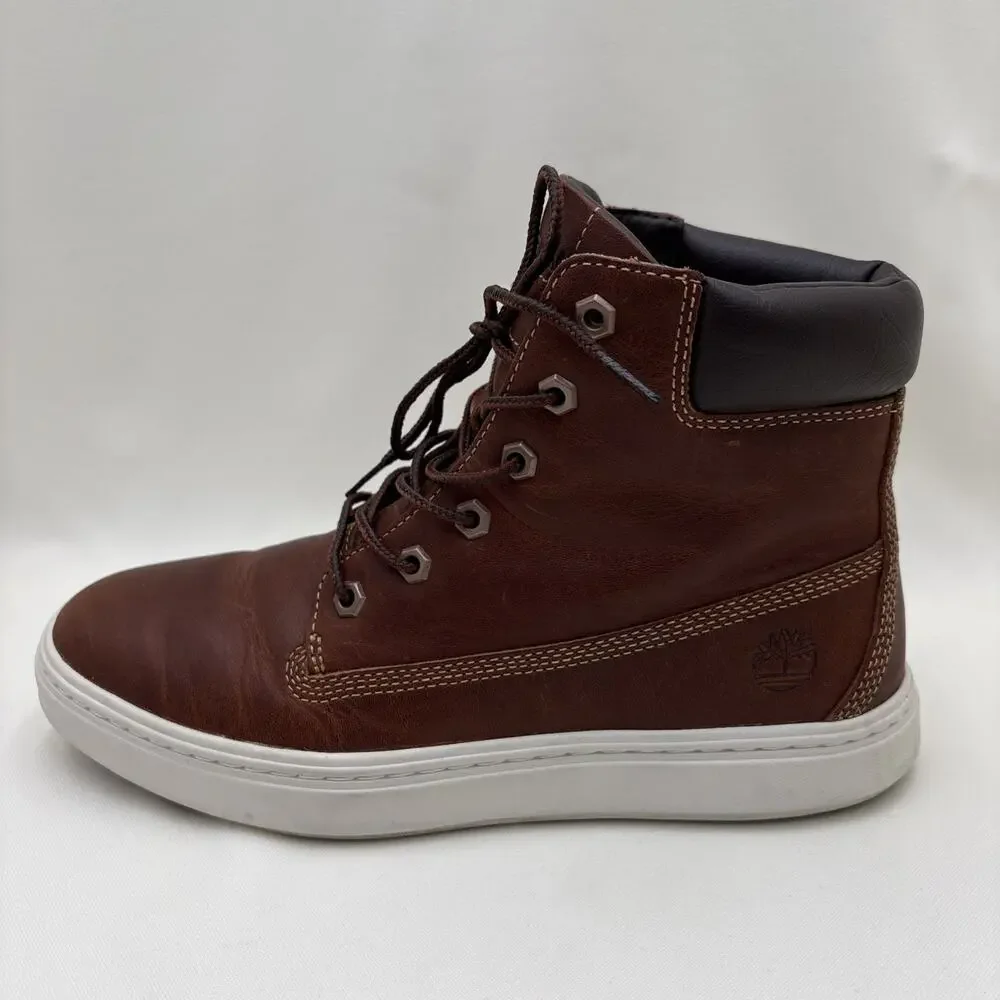 Timberland Women's High Top Lace Up Distressed Leather Boots Brown - Size 9